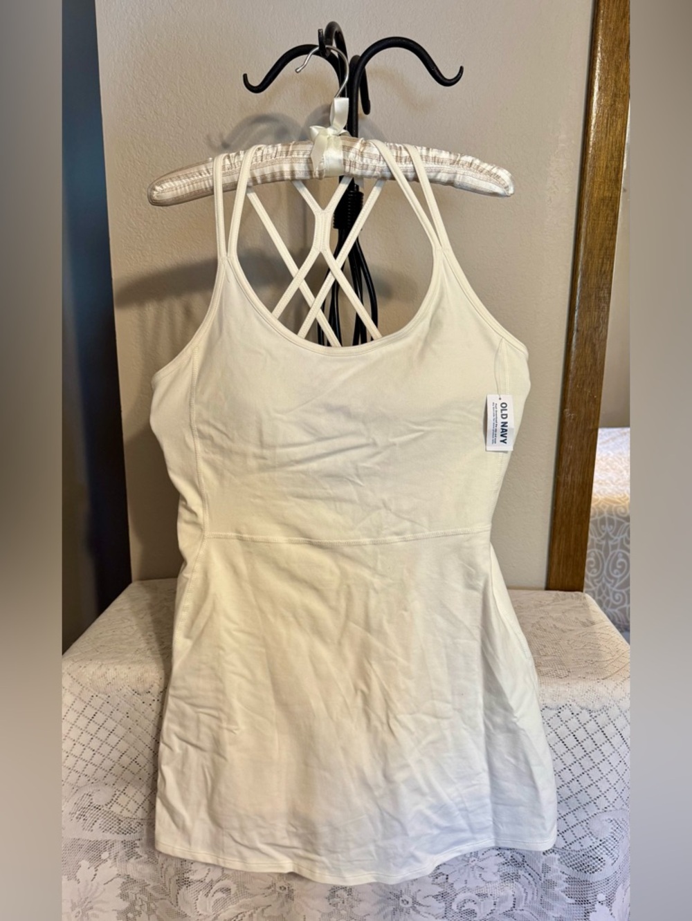 Ivory/Cream Old Navy Strappy Slip Dress w/Built-in Shorts - L